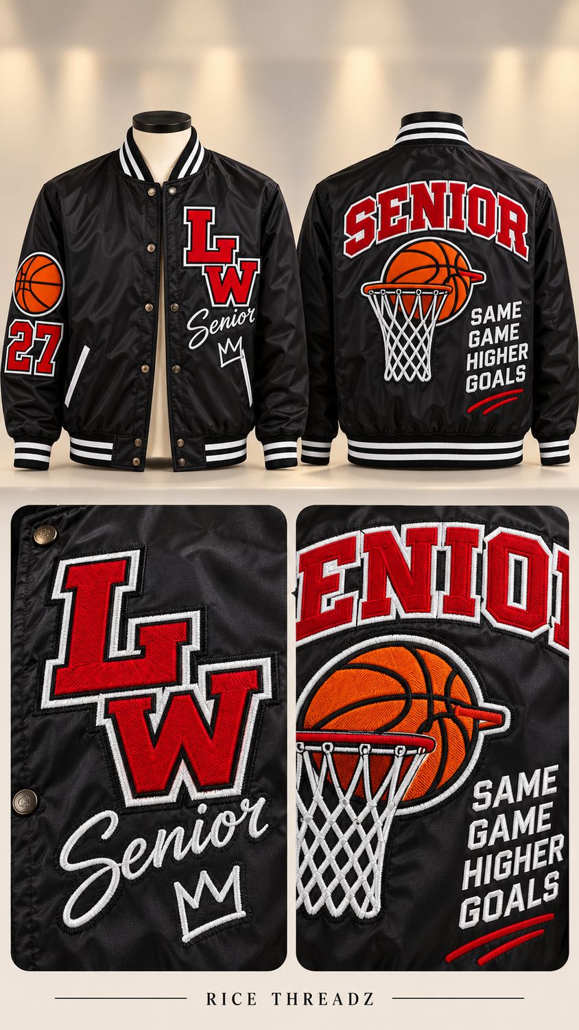 Custom Varsity Bomber Jacket – Personalized Twill Appliqué &amp; Embroidery