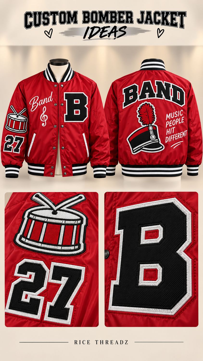 Custom Varsity Bomber Jacket – Personalized Twill Appliqué &amp; Embroidery
