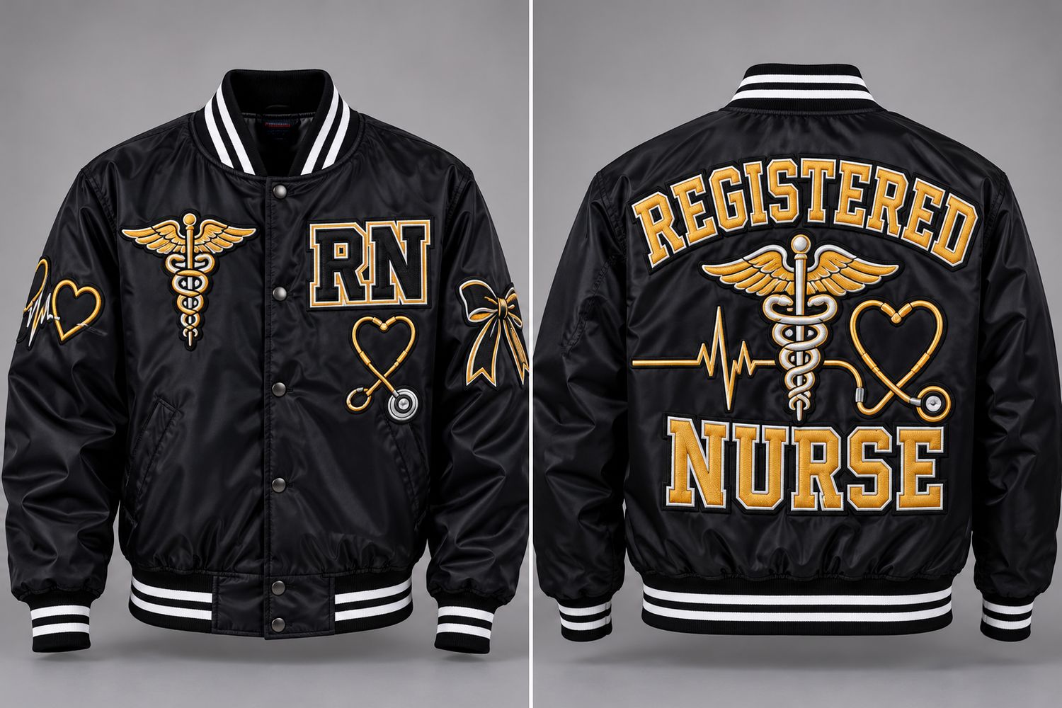 Custom Nurse Bomber Jacket | Embroidered Appliqué