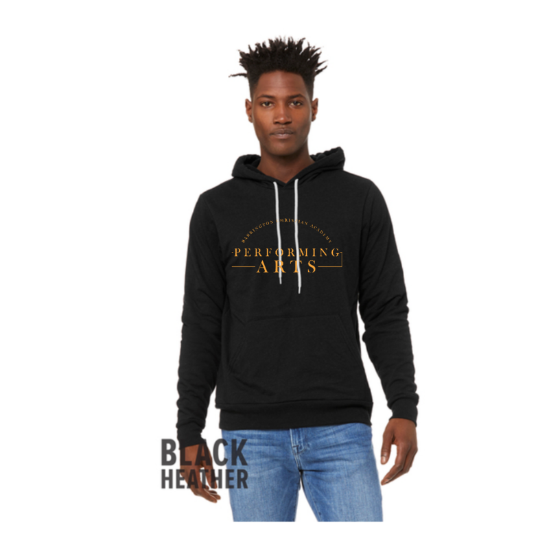 Black Heather Hoodie with Performing Arts Logo
