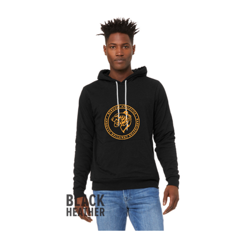 Black Heather Hoodie with Gold Athletic Logo