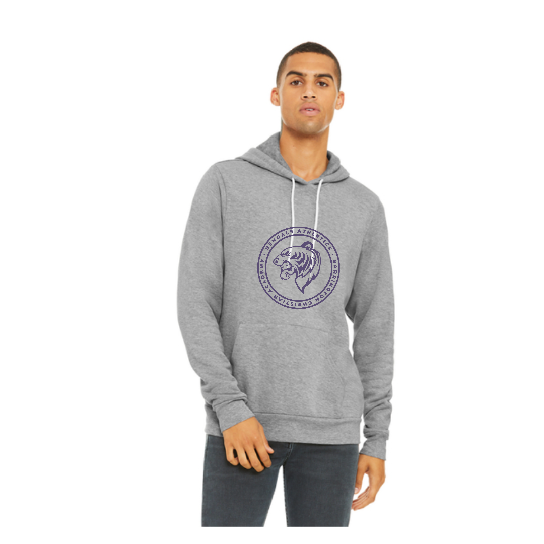 Gray Hoodie with Purple Athletic Logo