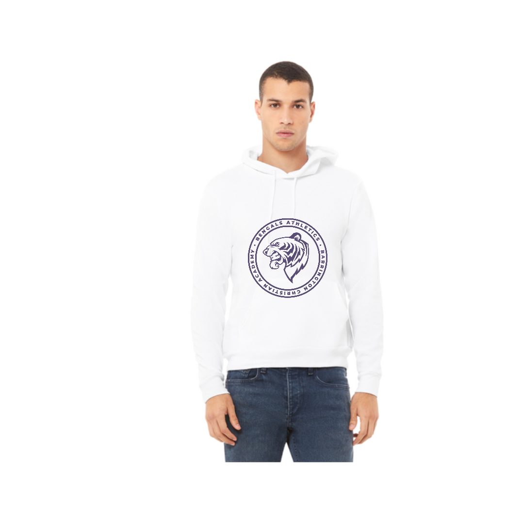 White Hoodie with Purple Athletic Logo