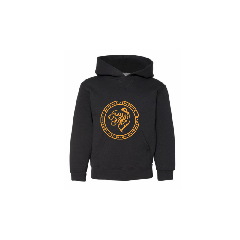 Youth Black Hoodie with Gold Athletic Logo