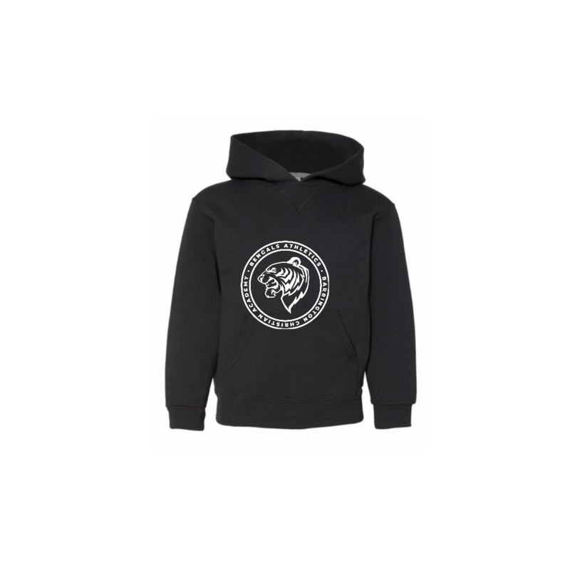 Youth Black Hoodie with White Athletic Logo