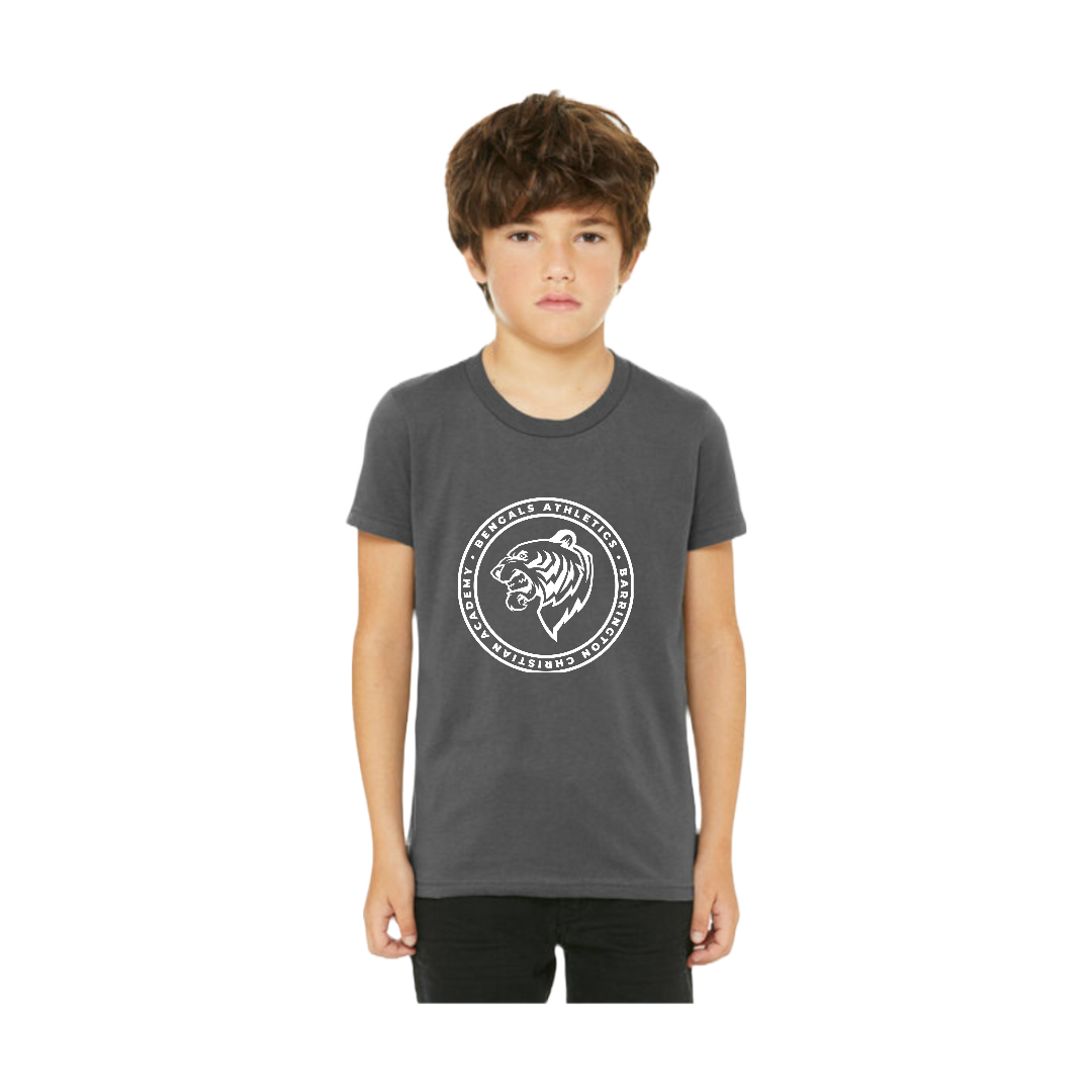Youth PE T-Shirt: Gray with White Athletic Logo