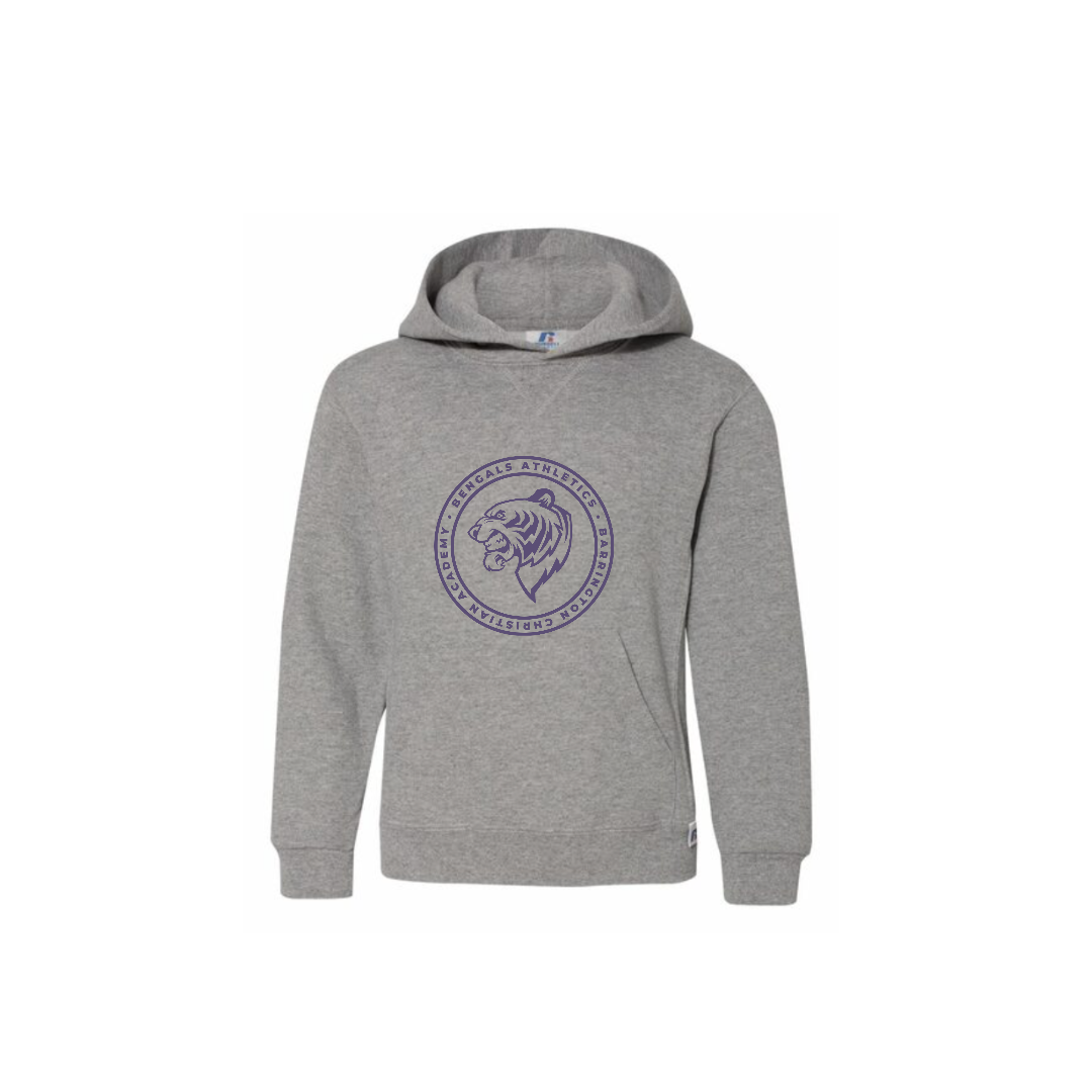 Youth Gray Hoodie with Purple Athletic Logo