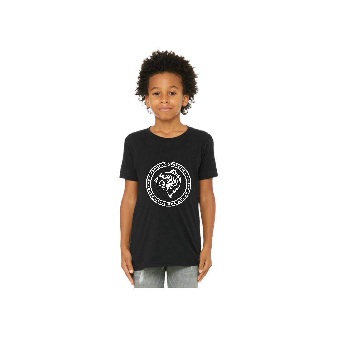 Youth PE T-Shirt: Black with White Athletic Logo