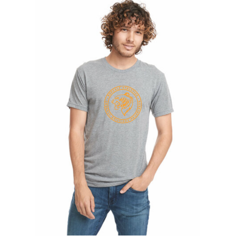 Unisex Gray T-Shirt with Gold Athletic Logo