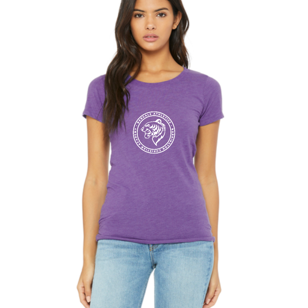 Women's T-Shirt: Purple with White Athletic Logo