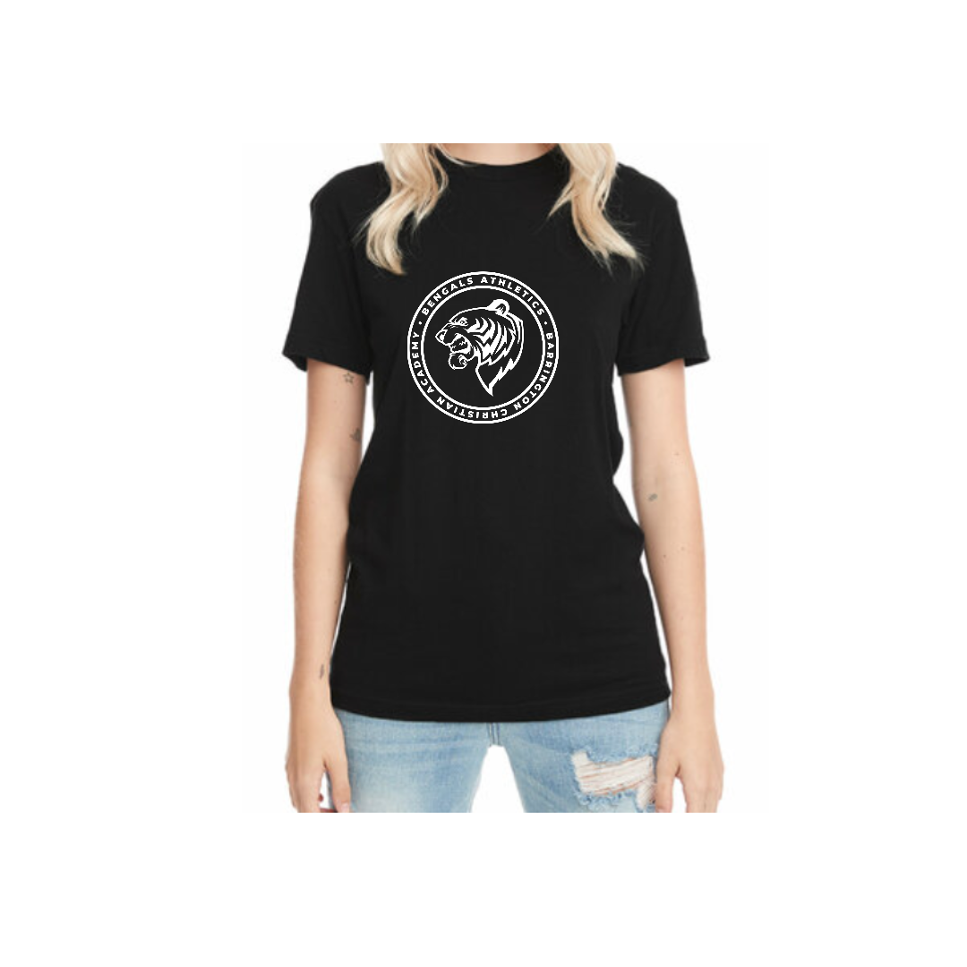 Unisex Black T-Shirt with White Athletic Logo