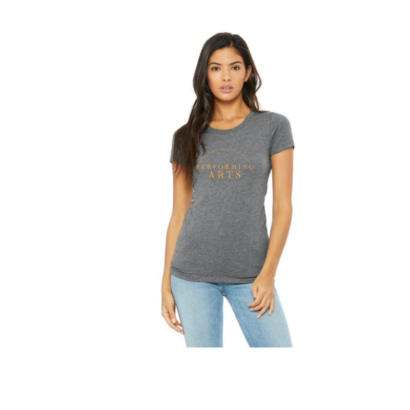 Women's T-Shirt: Gray with Performing Arts Logo