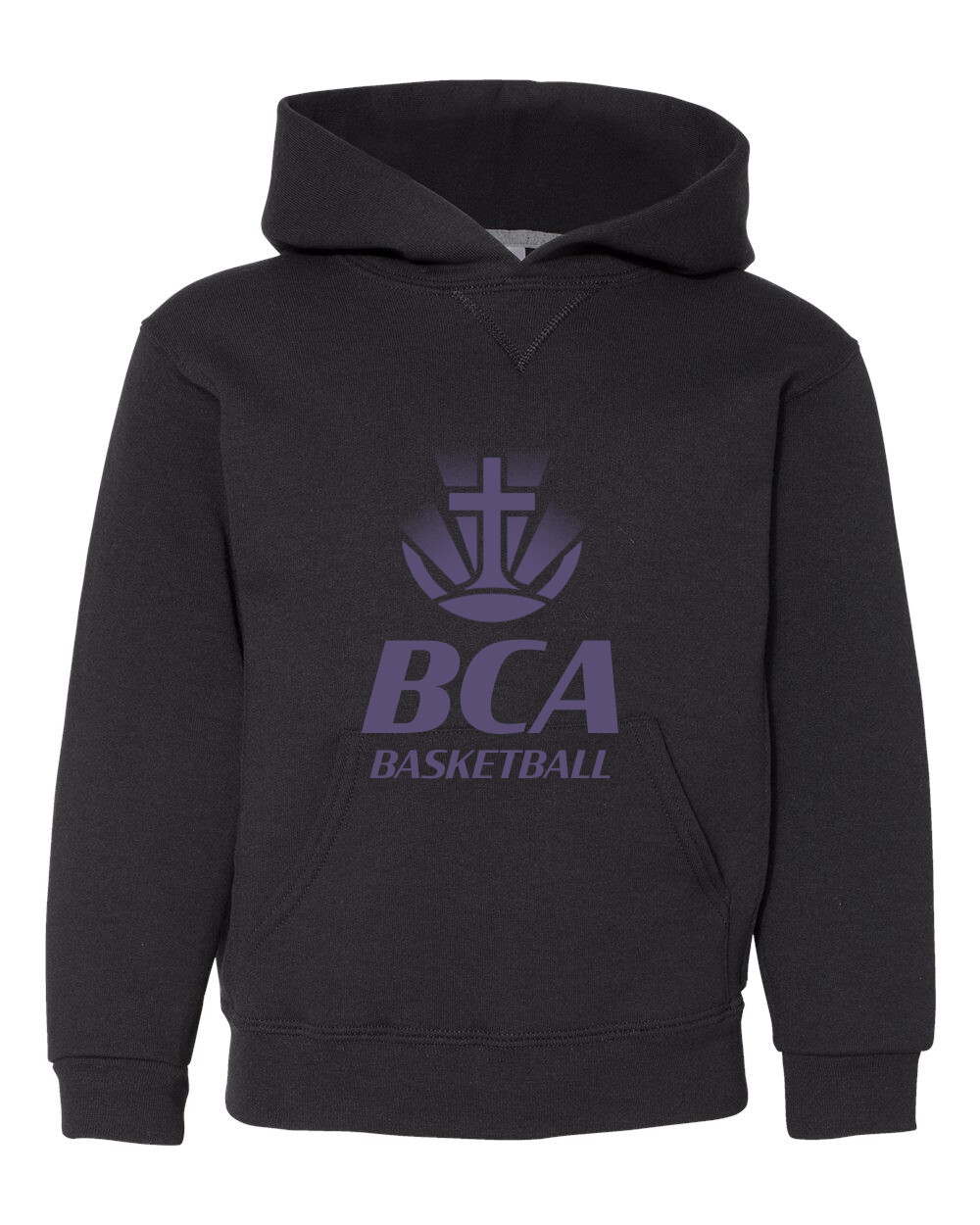 Youth Black Hoodie with Purple Basketball Logo