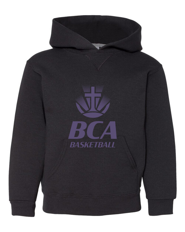 Youth Black Hoodie with Purple Basketball Logo