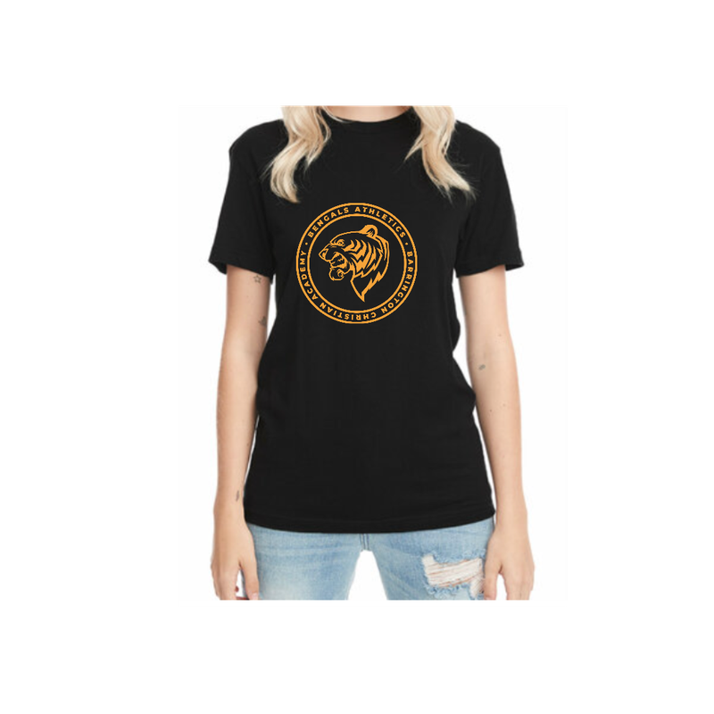 Unisex Black T-Shirt with Gold Athletic Logo