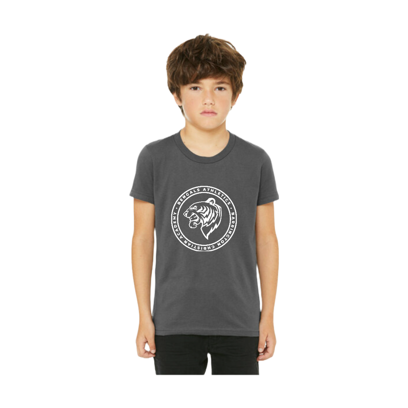 Youth PE T-Shirt: Gray with White Athletic Logo