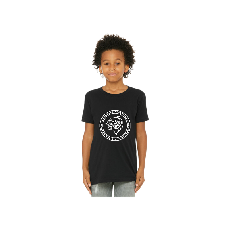 Youth PE T-Shirt: Black with White Athletic Logo