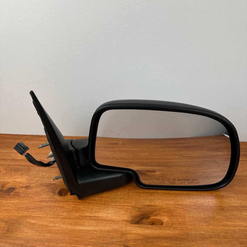 2001 - 2002 Chevy Truck Passenger Side Power Mirror - Black With Chrome On Rear - Folding