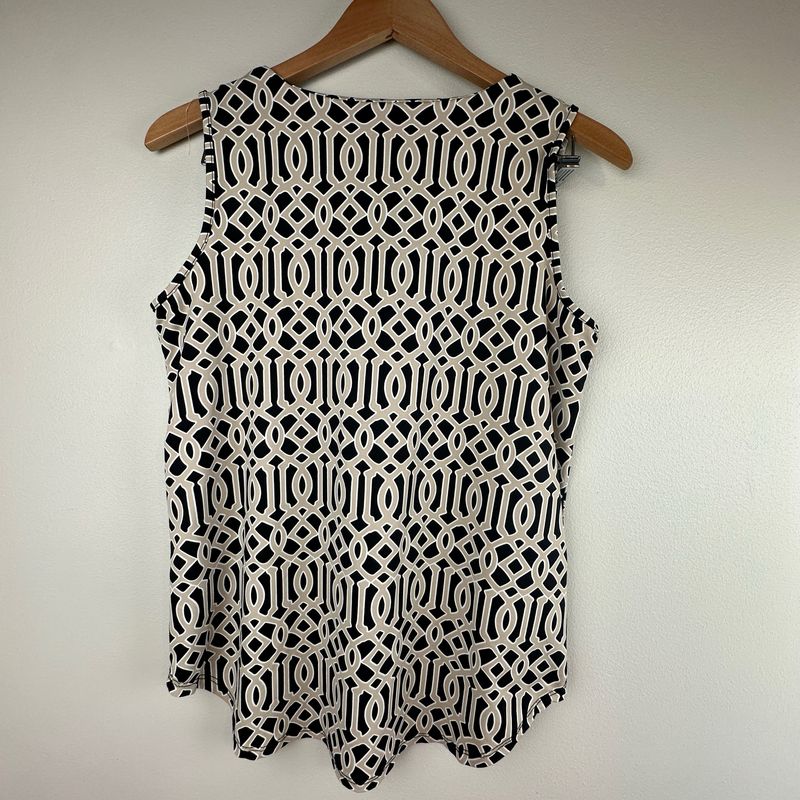 Lulu B Sleeveless Black And Tan Women’s V-neck Top - Very Good Pre-Owned Condition - Size Small