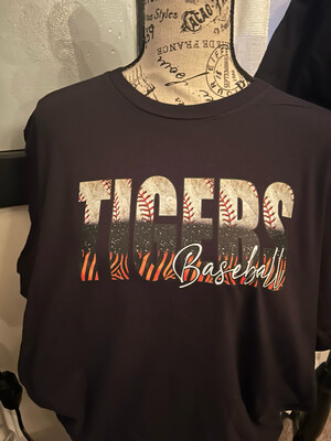 Massillon Tiger Baseball Tiger Print with Bling Adult and Youth Sizes