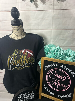 Panthers Football Faux Glitter Adult and Youth