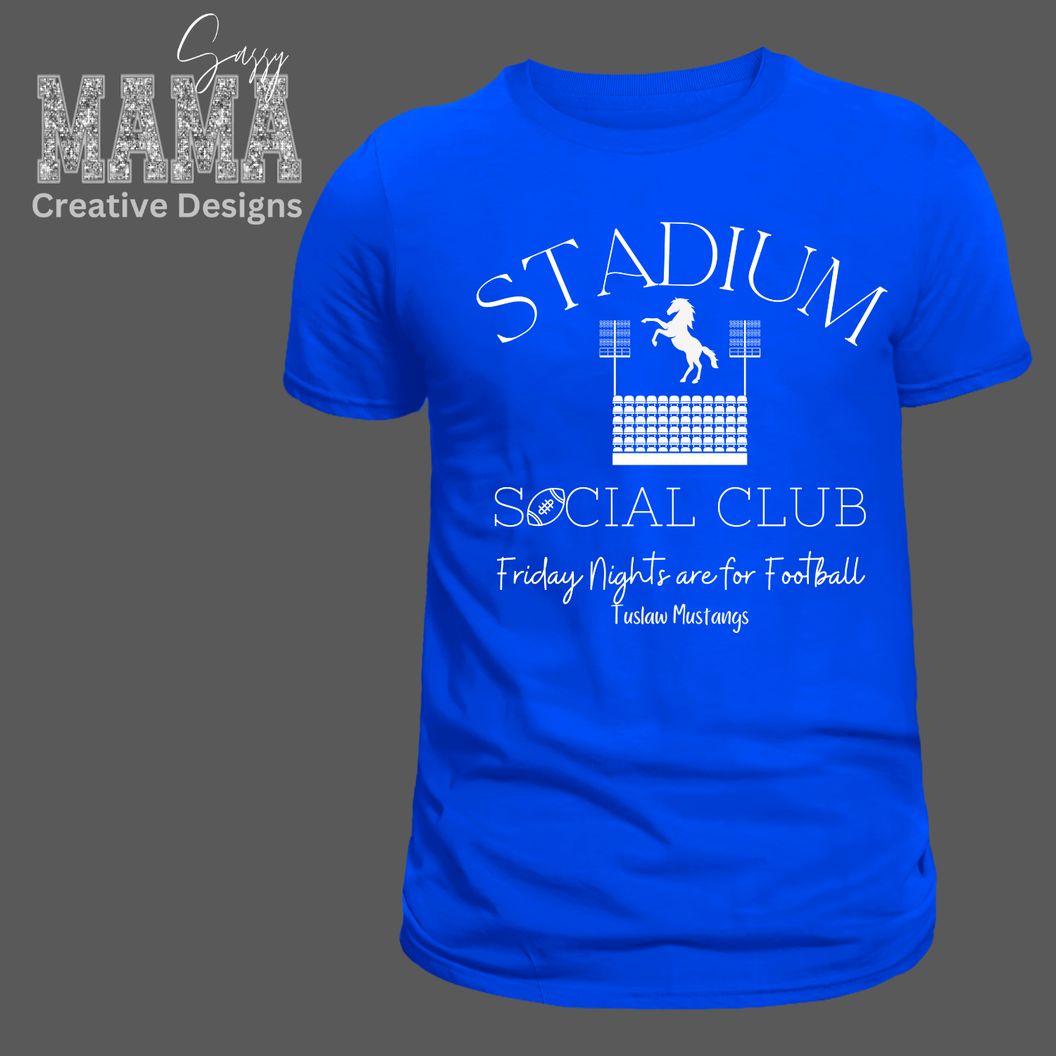 Tuslaw Mustang Stadium Social Club Shirt ADULT AND YOUTH