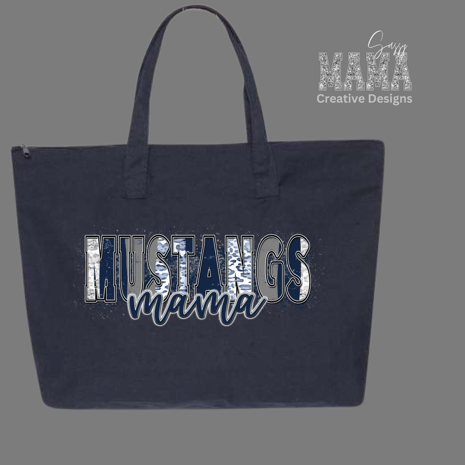 Mustang Mama Tote Bag in Navy Blue