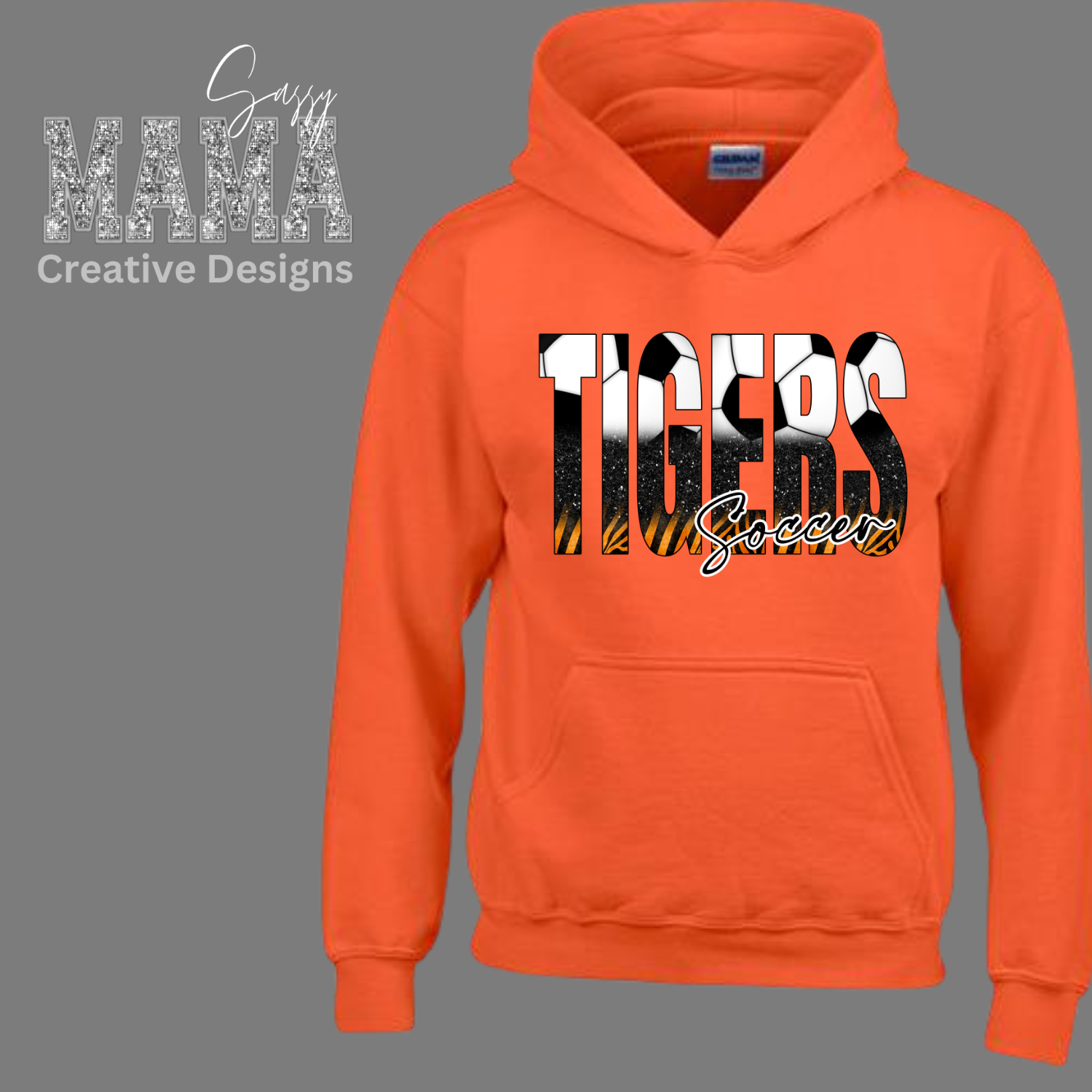 Massillon Tiger Soccer with Faux Glitter Adult and Youth
