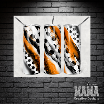 20 Oz. Orange and Black Soccer Tumbler