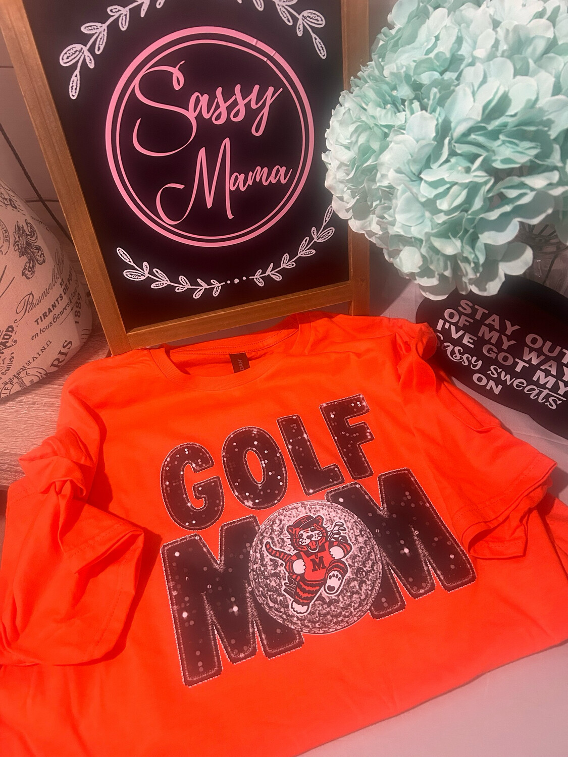 Massillon Tiger Golf Mom Faux Glitter Shirt
