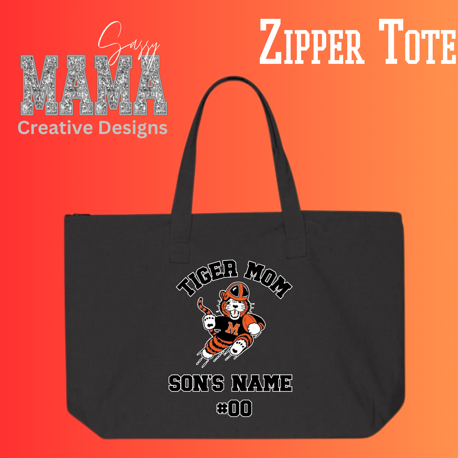 Tiger Mom Zipper Tote
