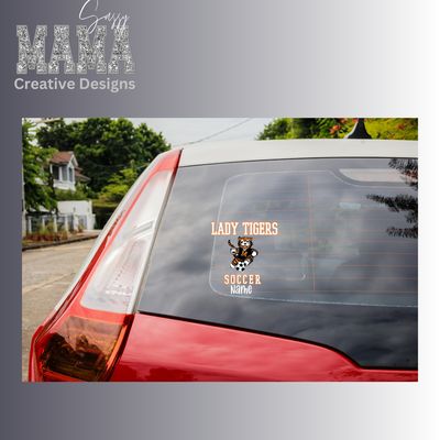 Lady Tiger Soccer Window Decal with Last Name