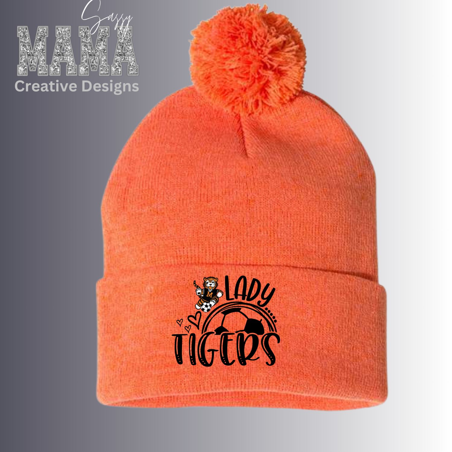 Lady Tiger Soccer Beanie with Pom Pom