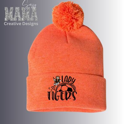 Lady Tiger Soccer Beanie with Pom Pom