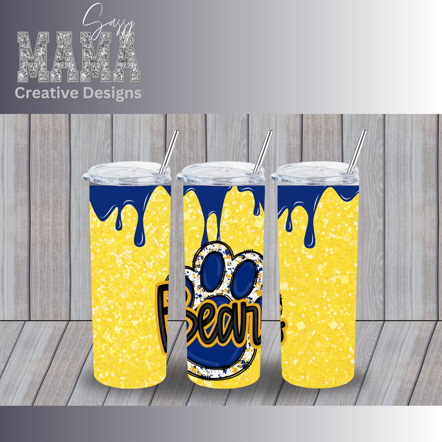 St. Mary Bear Color Splash Faux Glitter Tumbler