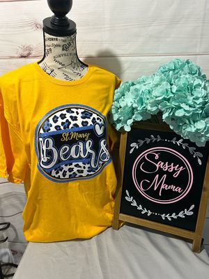 St. Mary Bears Faux Glitter Leopard Print