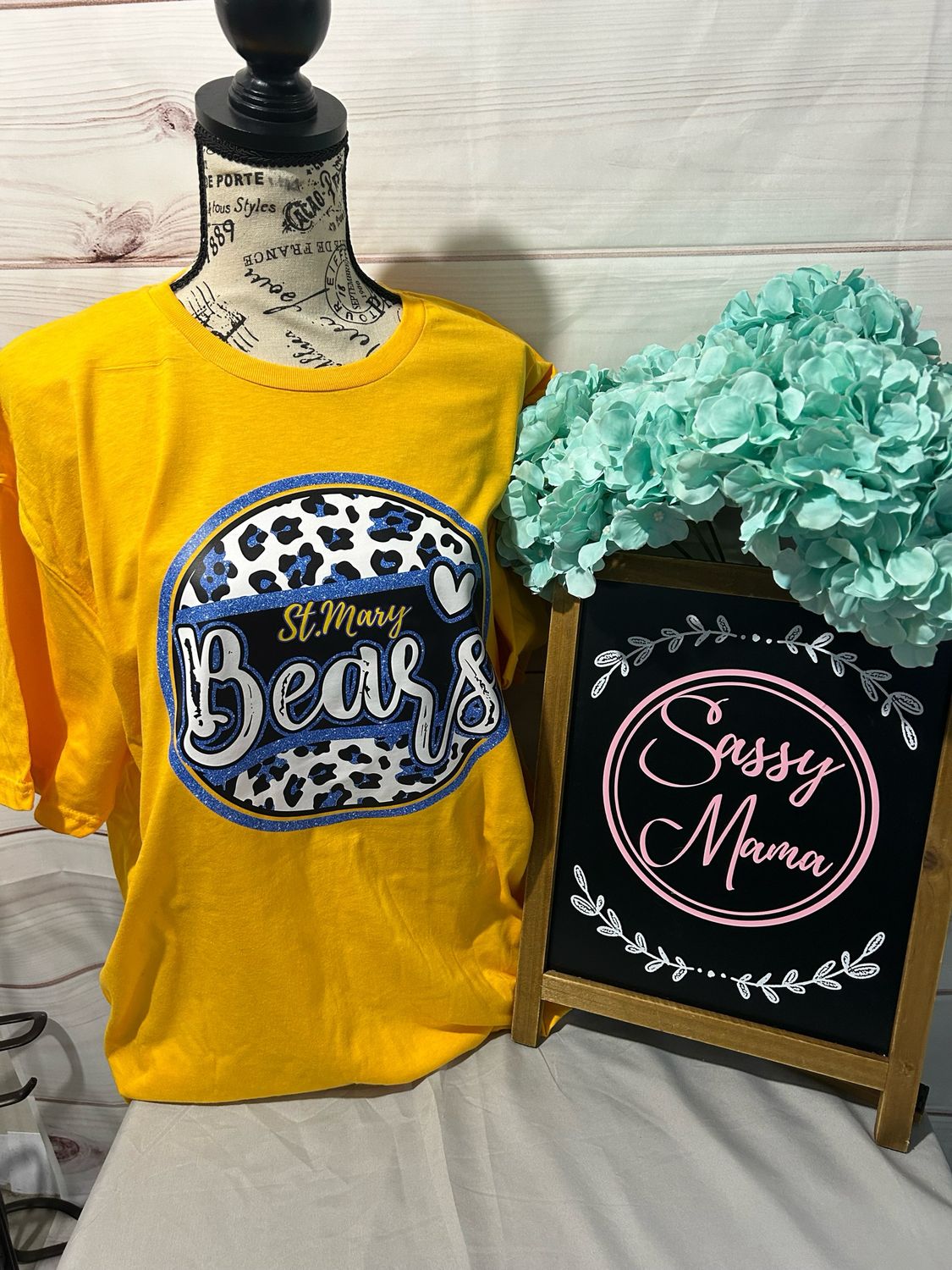 St. Mary Bears Faux Glitter Leopard Print