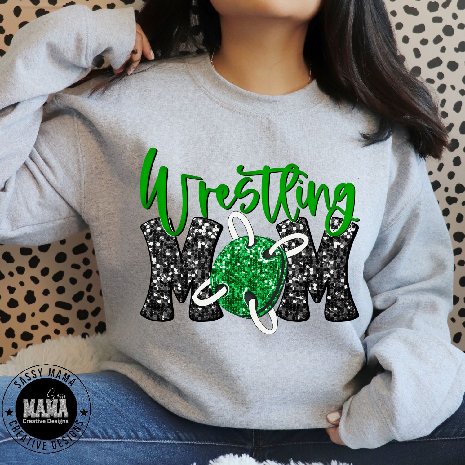 Wrestling Mom Faux Glitter Match Day Shirt