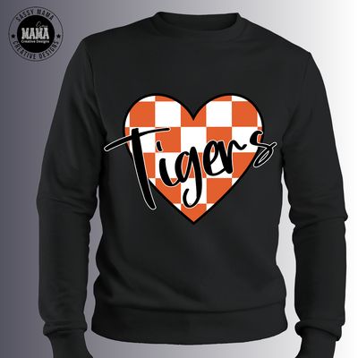 Tigers Retro Checkered Heart