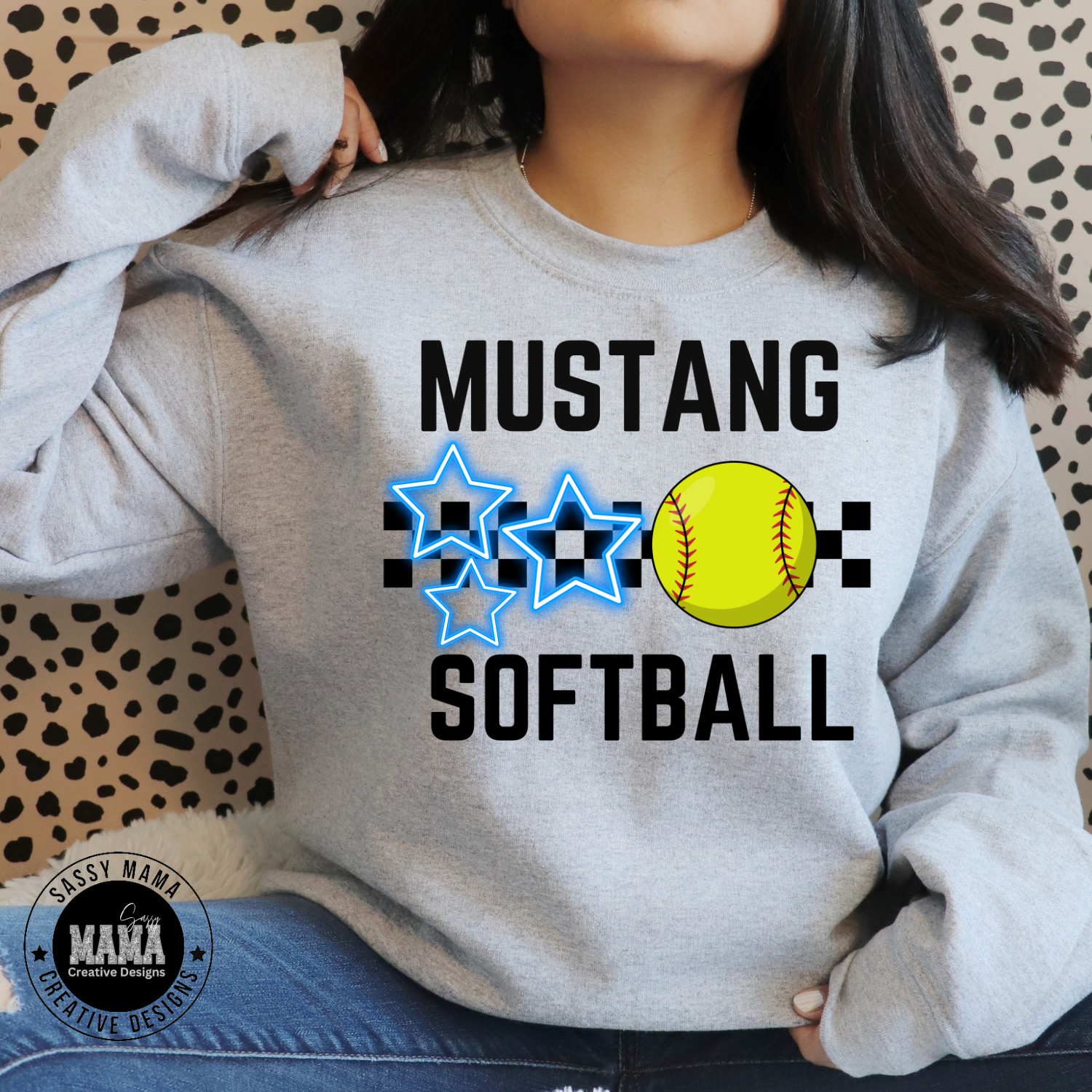 Tuslaw Mustang Softball Neon Star Shirt