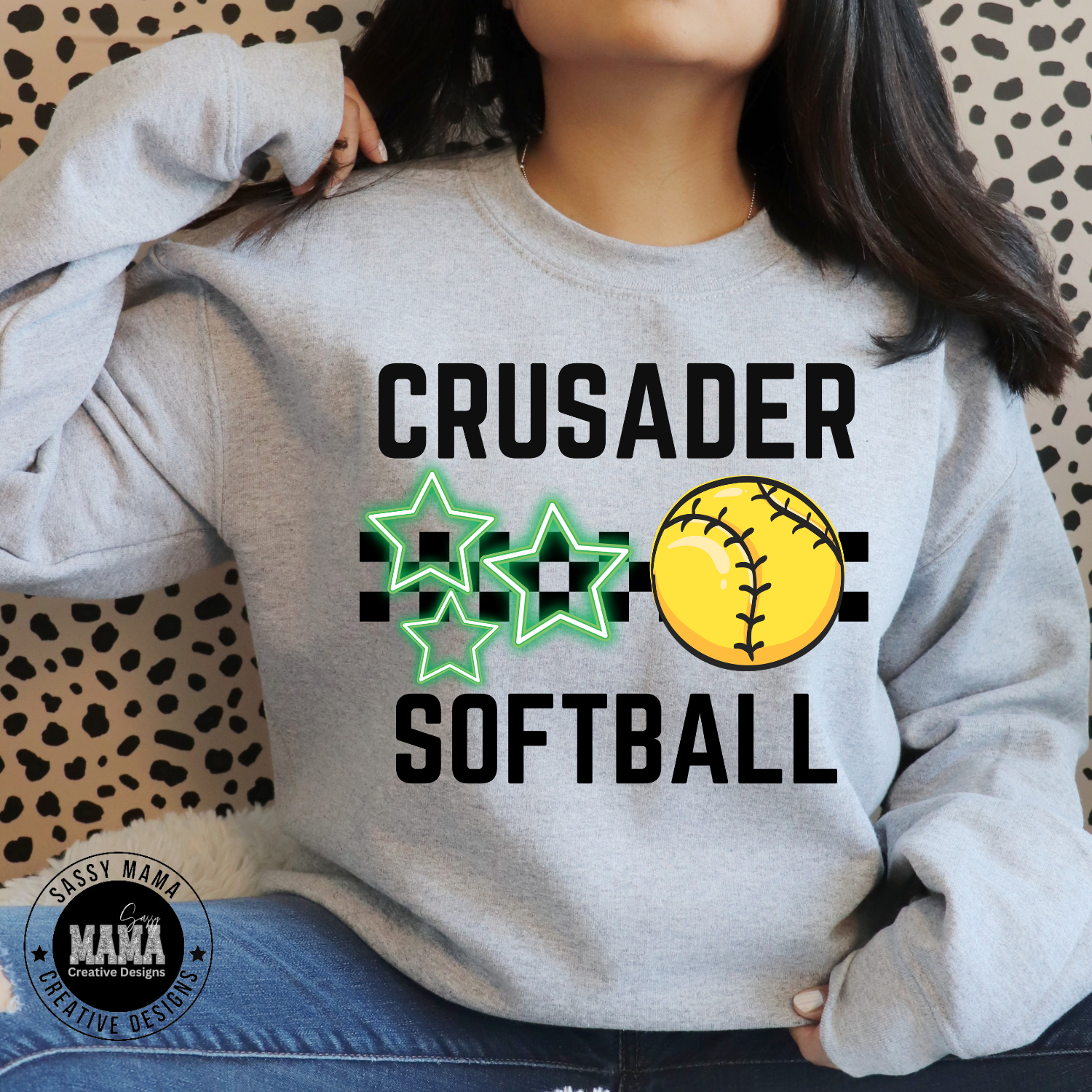 Central Catholic Crusaders Softball Neon Star Shirt