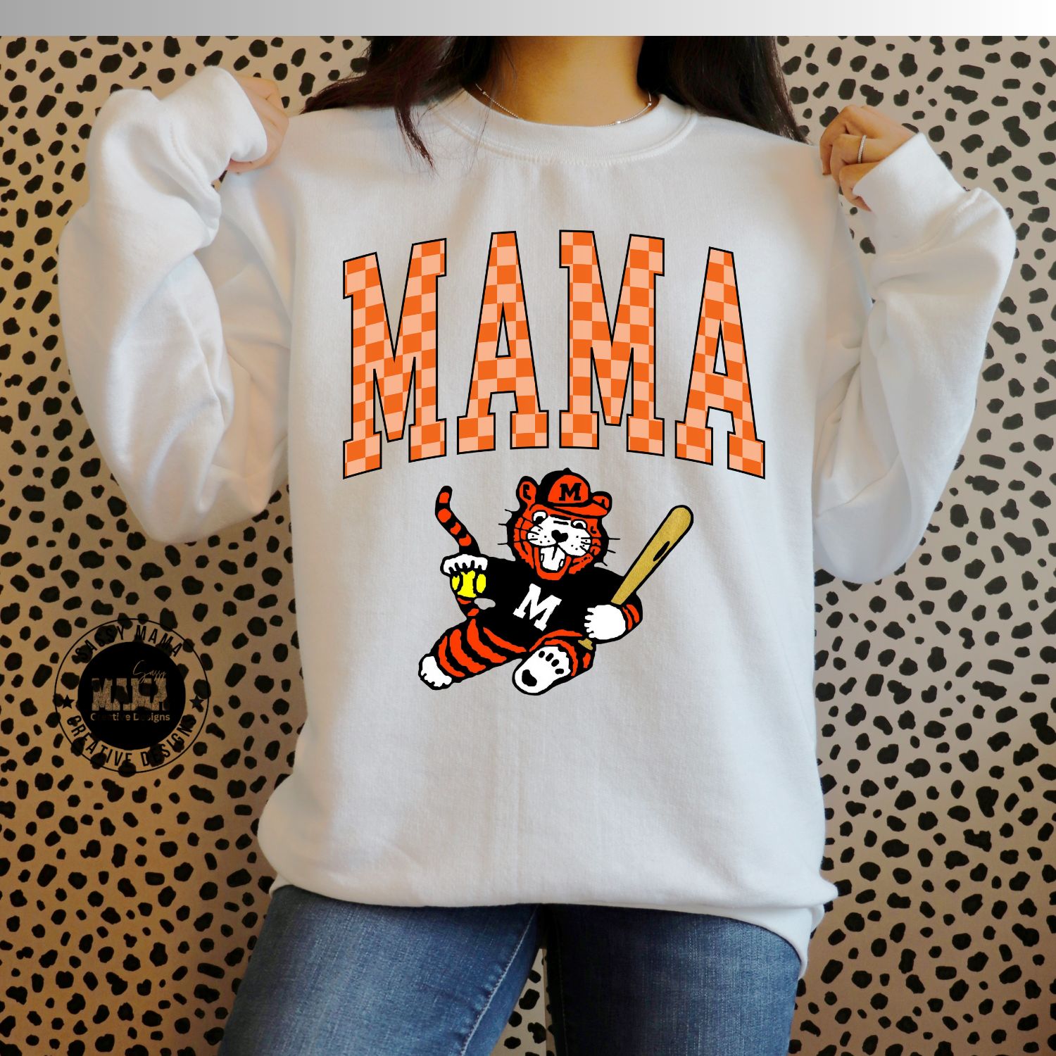 Massillon Tiger Softball Mama Checkered Print