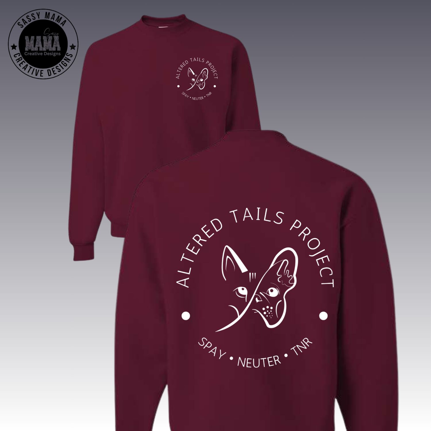 Altered Tails Project Logo Front and Back Crewneck Sweatshirt