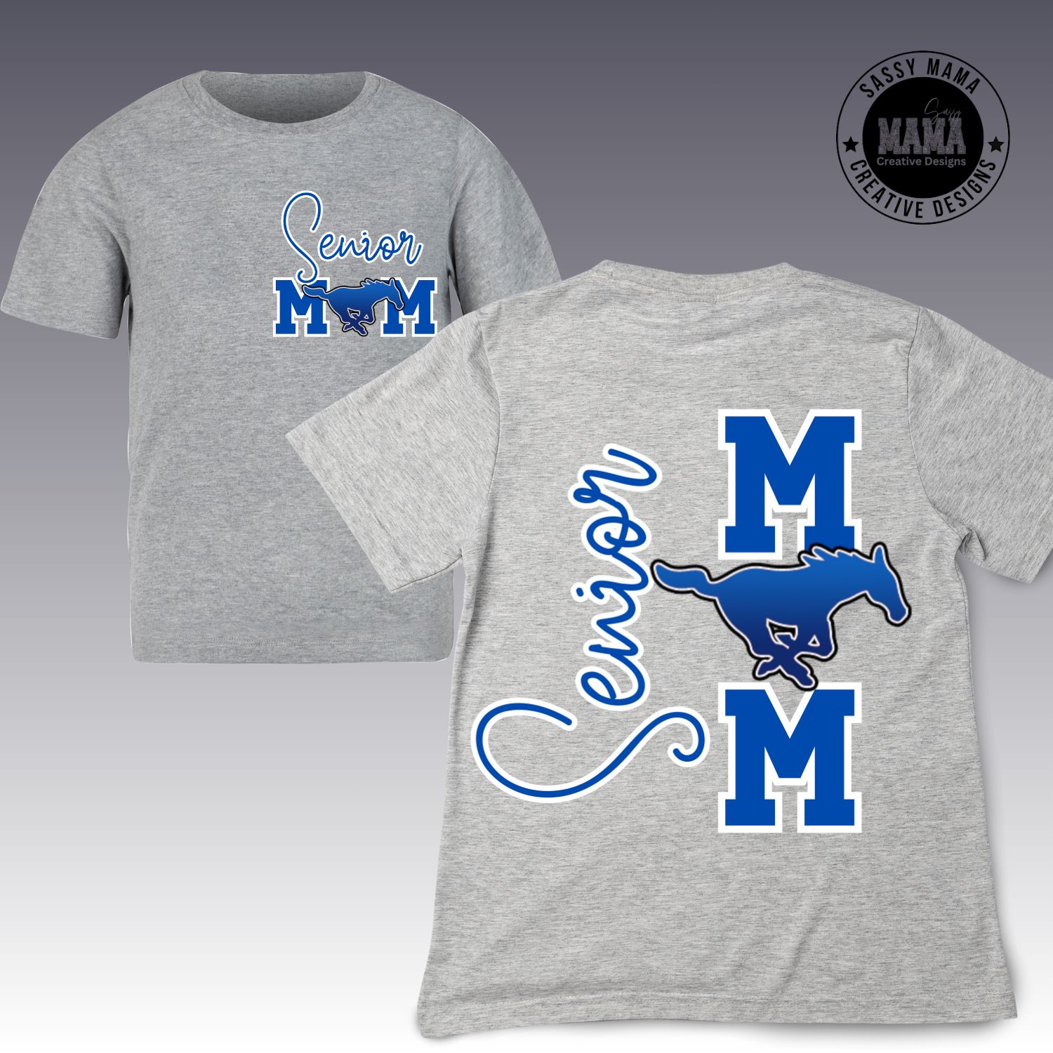 Senior Mustang Mom 2-Sided Pride Shirt