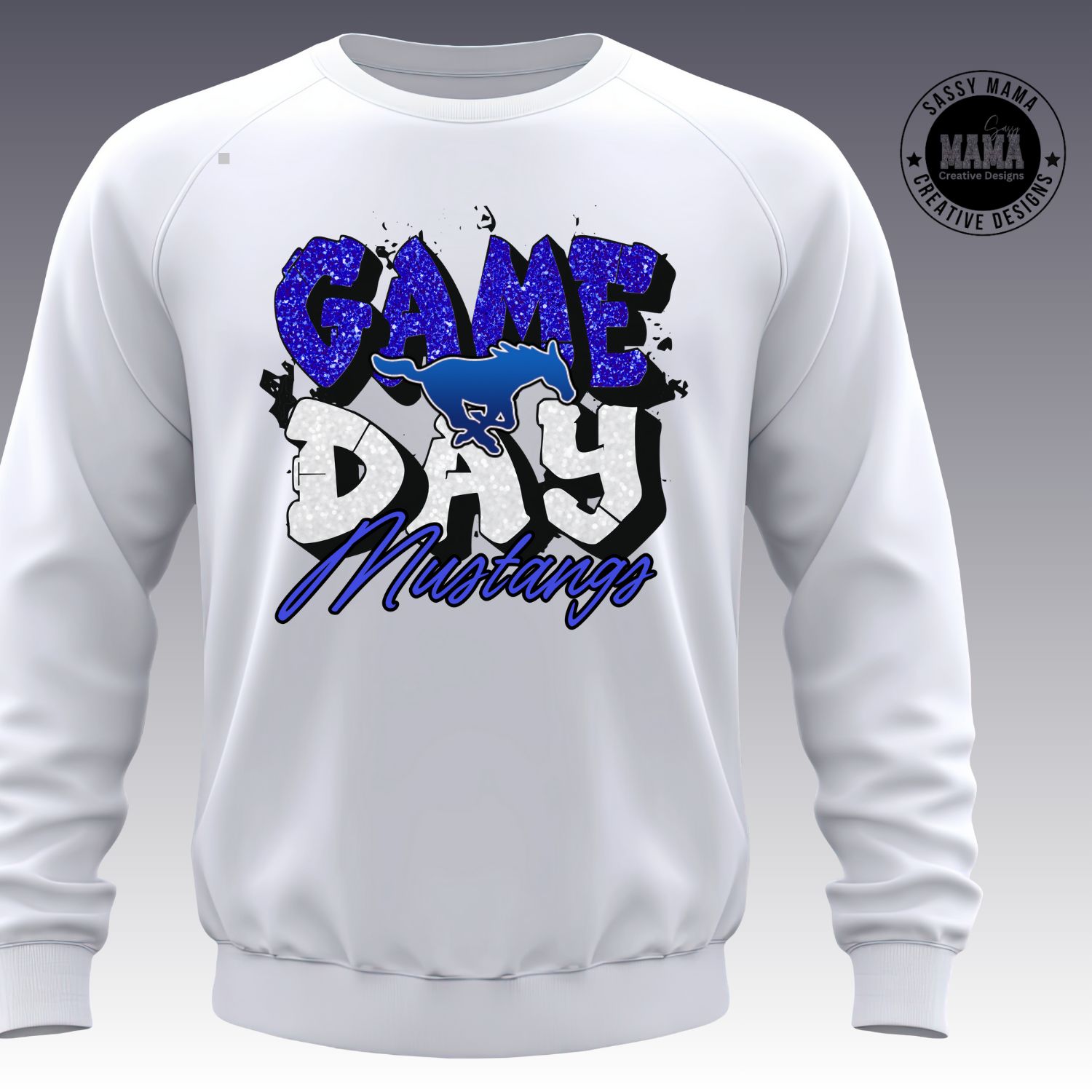 Game Day Mustangs Faux Glitter Shirt