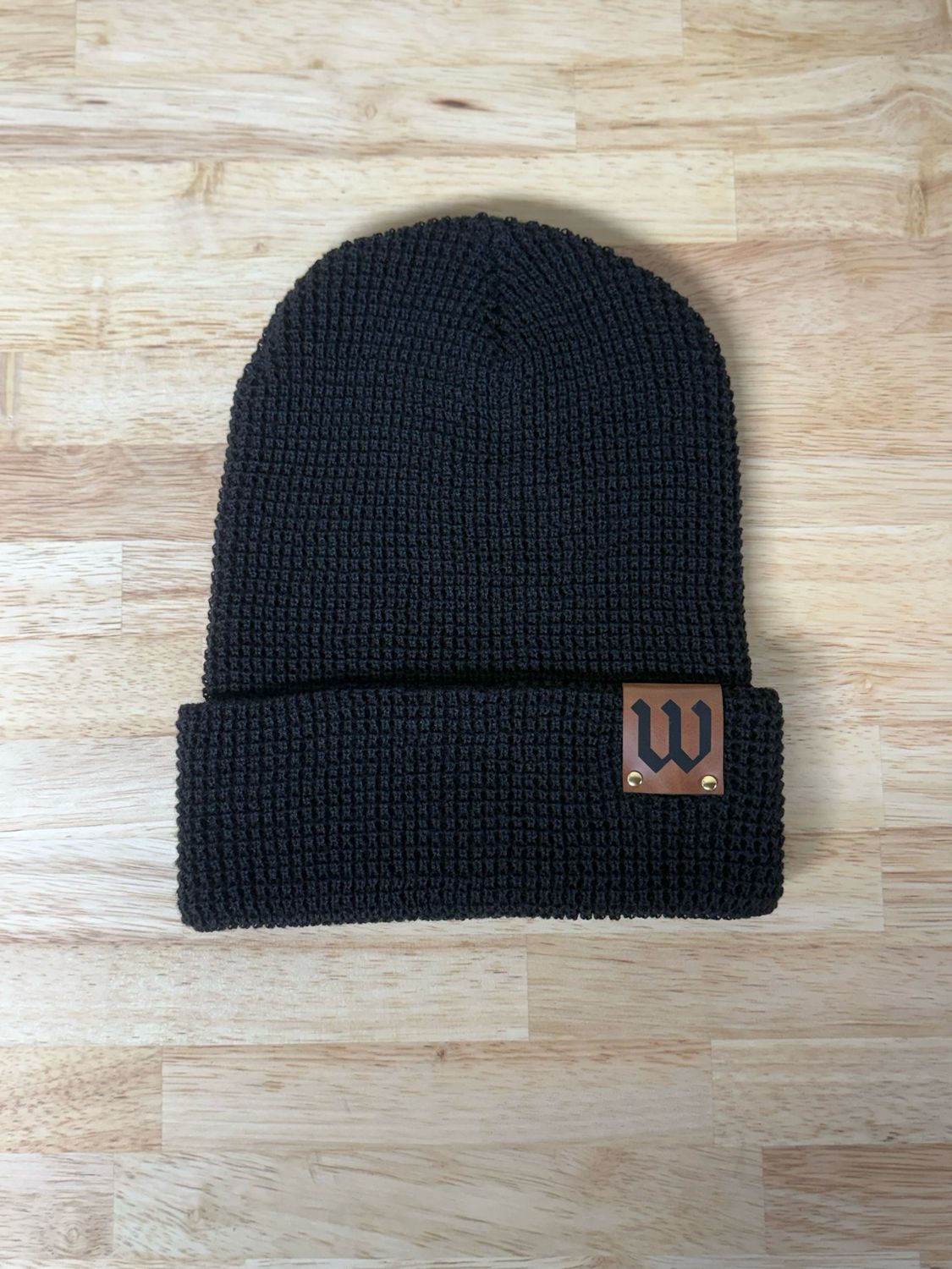Wooster Leather Patch Beanie Hat
