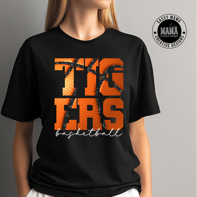 Massillon Tigers Basketball Faux Glitter Black Out Shirt