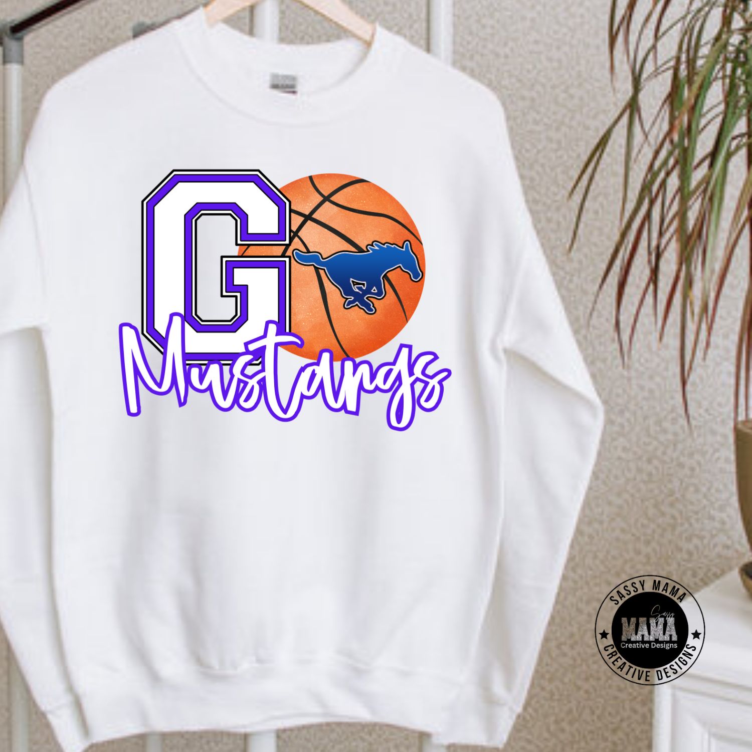 Let&#39;s Go Mustangs Basketball Shirt Adult and Youth