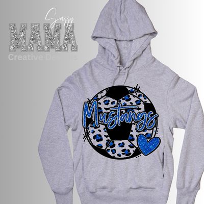 Mustang Soccer Faux Glitter  Adult and Youth Sizes