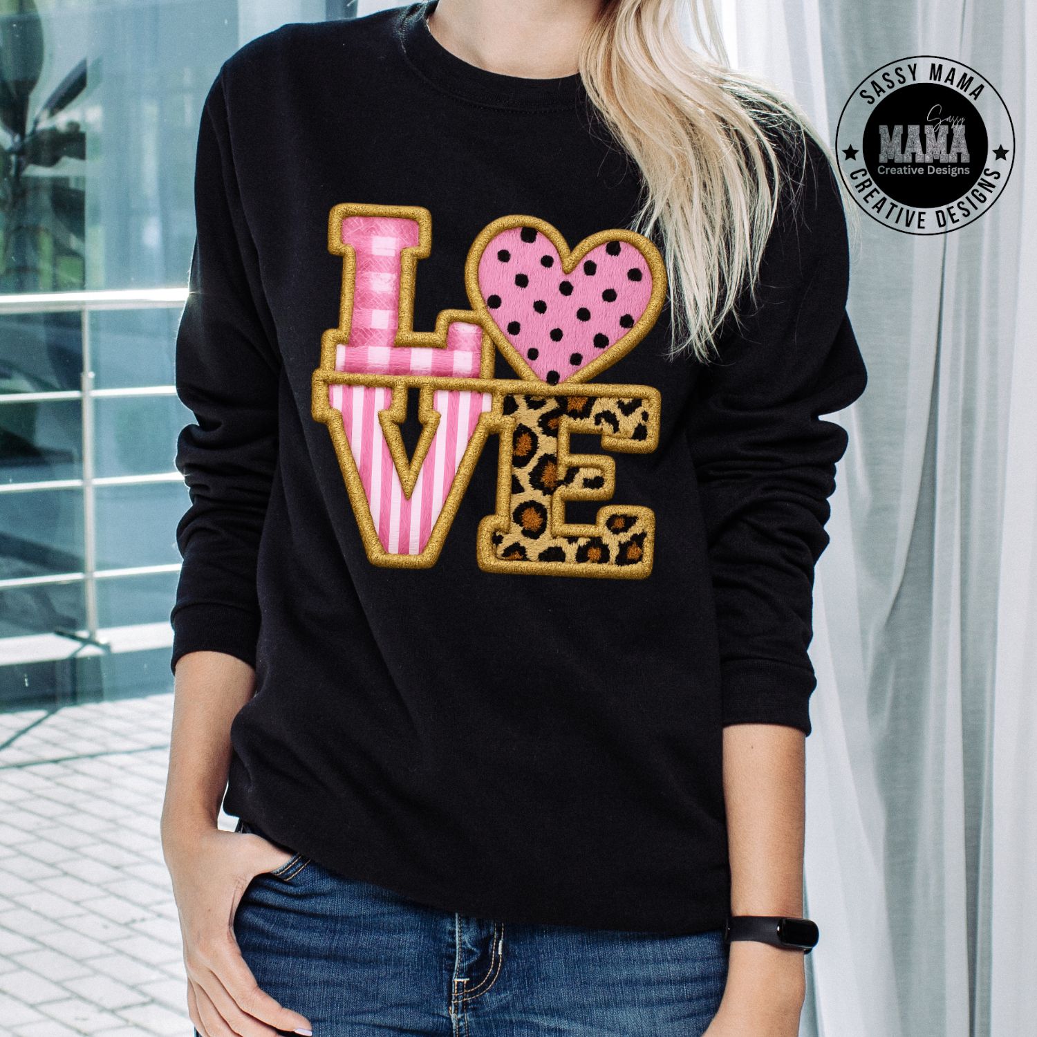 Love Simply Faux Embroidered